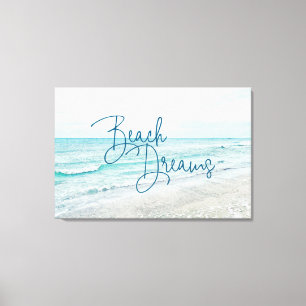 Beach Dreams Inspirational Quote Retro Ocean Vågar Canvastryck