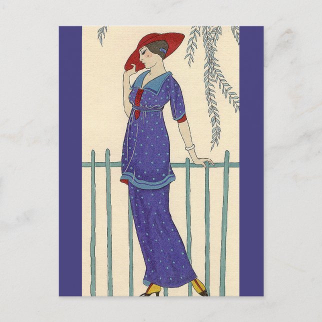 Beach Dress av George Barbier Vykort (Framsida)