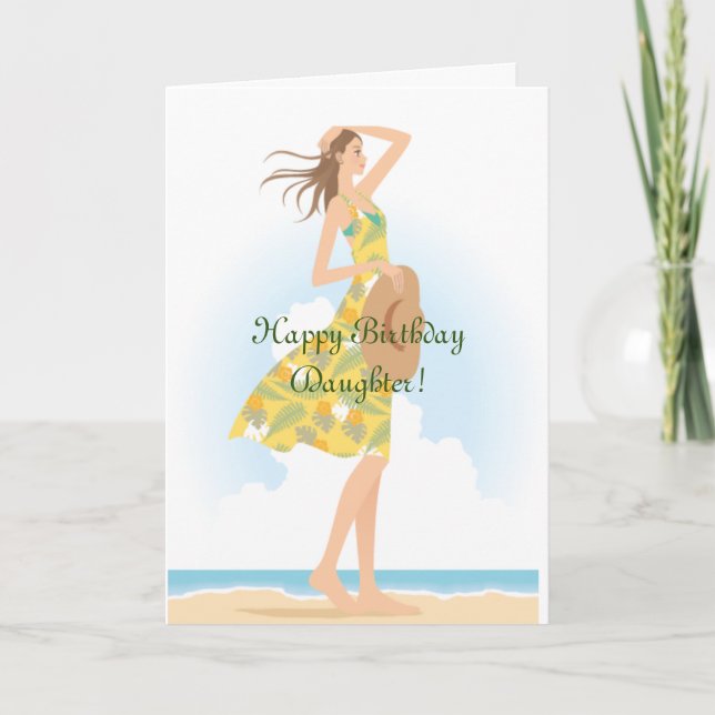 BEACH DRESS DAUGHTER BIRTHDAY CARD TACK KORT (Framsida)