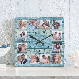Beach Driftwood Planks Rustic Nautical Fyrkantig Klocka