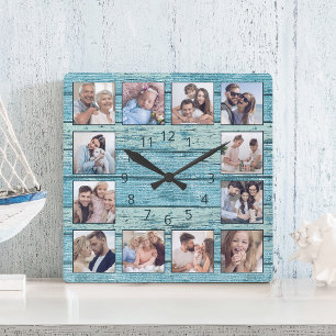 Beach Driftwood Planks Rustic Nautical Fyrkantig Klocka