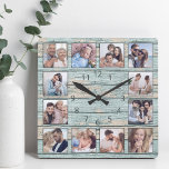 Beach Driftwood Planks Rustic Nautical Fyrkantig Klocka<br><div class="desc">Skapa enkelt din egen personlig blå,  roliga drivträplåt från sjö hus stil med väggklocka med dina anpassningsbar. Mallen användor ett fotofilter för att skapa ett mer samordnat utseende. För bästa resultat ska skörd gå till kvadrat - med skärningspunkten i mitten - före uppladdning.</div>