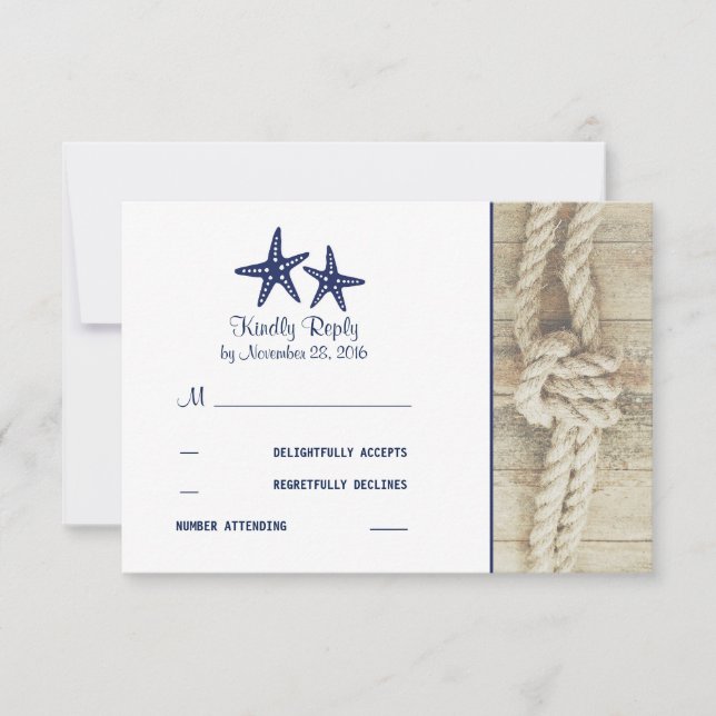 Beach Driftwood Rustic Nautical Bröllops OSA Cards (Framsida)
