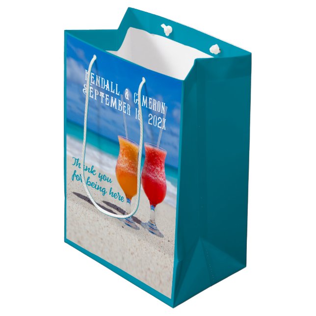 Beach Drinks Bröllop Välkommen/Favor Bagks (Framsidan Vinklad)