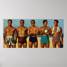 Beach Dudes 1950-talet Poster