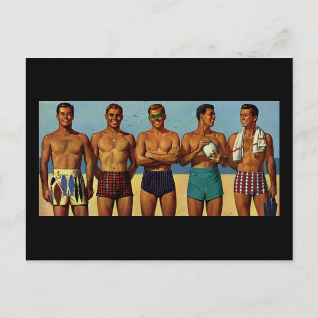 Beach Dudes 1950-talet Vykort (Framsida)