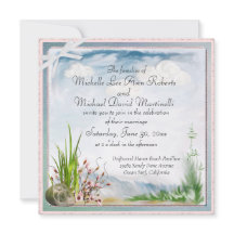 Beach Dune Romantik Square bröllopsinbjudan