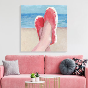 Beach Easy acrylic-målning av espadrilles/Footwear Canvastryck