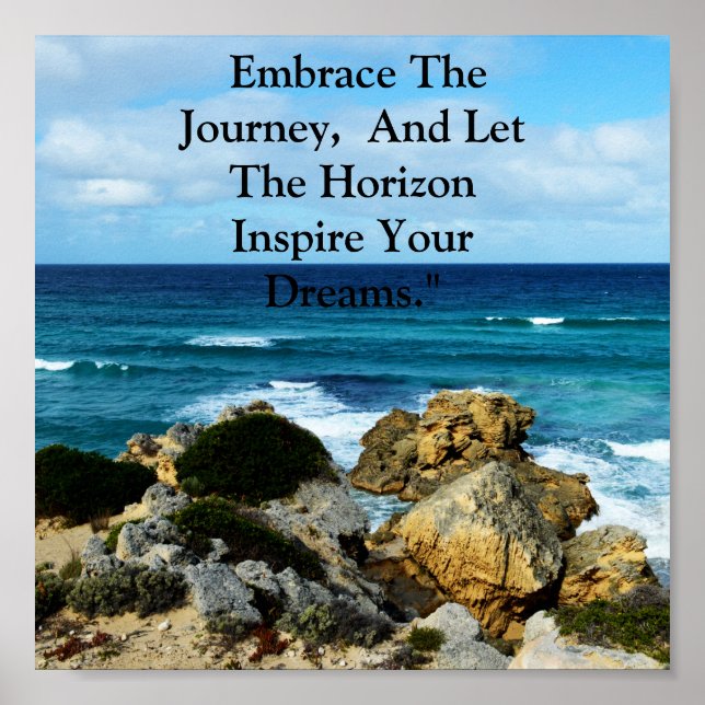 Beach Embrace: Motivational Embrace the Journey. Poster (Framsidan)