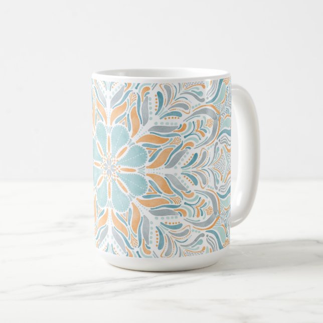 Beach Esc Watercolor Mandala Kaffemugg (Framsida höger)