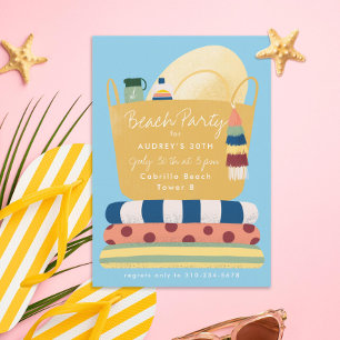 Beach Essentials Sommar Beach Party Inbjudningar