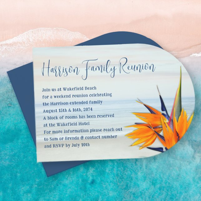 Beach Family Reunion Bird of Paradise Inbjudningar (Skapare uppladdad)