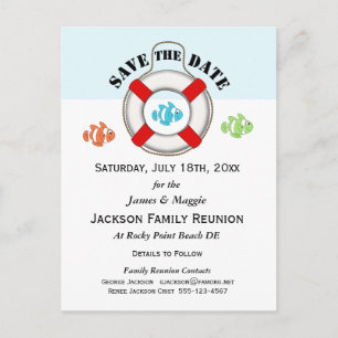 Beach Family Reunion eller Party Spara datum Meddelande Vykort