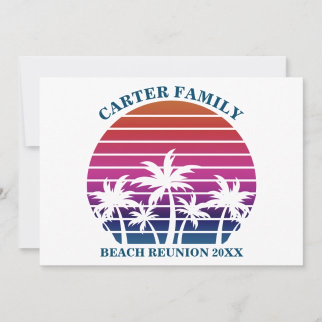 Beach Family Reunion Tropical Handflatan Träd Anpa Inbjudningar (Framsida)
