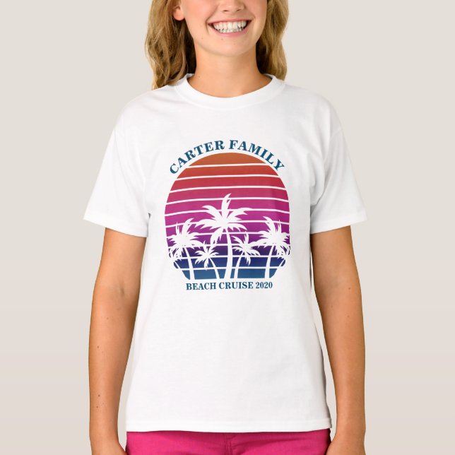 Beach Family Reunion Vacation Handflatan Träd Girl T Shirt (Framsida)