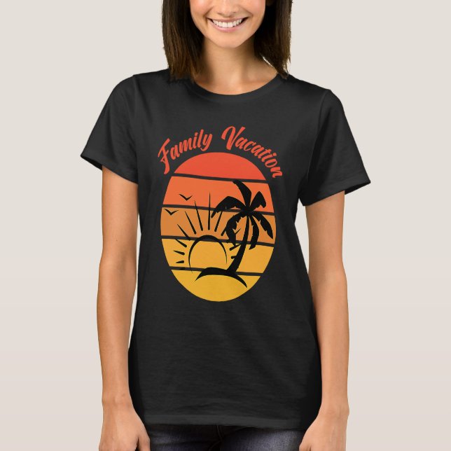 Beach Family Vacation Palms Sunset Holiday Matchin T Shirt (Framsida)