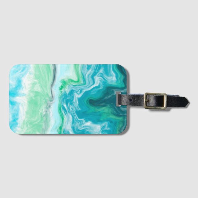 Beach Färg Blue och Turquise Ocean Vågar Bagagebricka (Framsida horisontal)