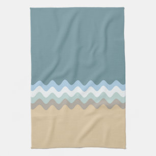 Beach Färg- Light Brown Sand Beige Turcos Blue Kökshandduk