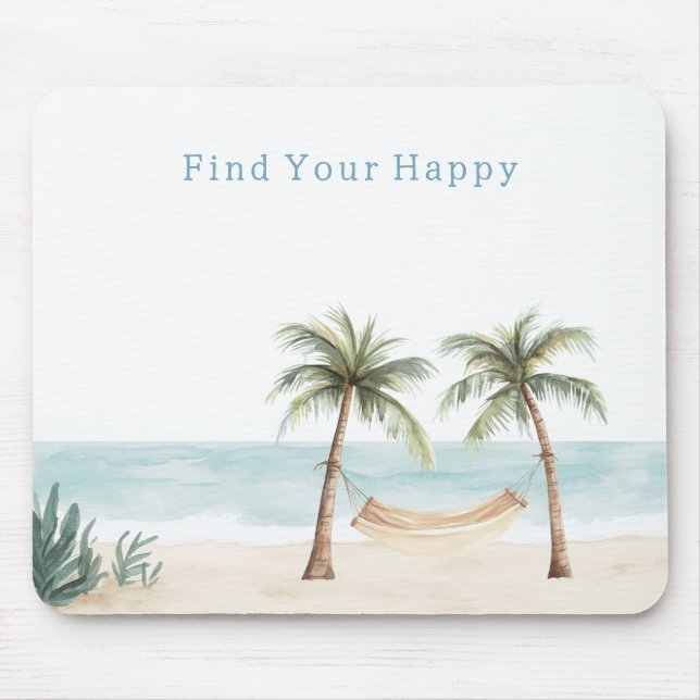 Beach Find Your Happy Palm Trees Ocean Musmatta (Framsidan)