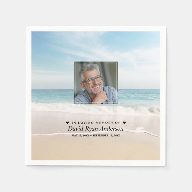 Beach Firande of Life Photo Funeral Memorial Pappersservett (Framsidan)