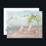 Beach Flamingo God jul budgetvykort Vykort<br><div class="desc">God jul på denna vackra Watercolor Beach - fredlig och skonsam scen med två strandstolar - vänlig flamingo med underbar andedräkt - Handflatan träd med några prydnadsföremål. Finns även i olika pappra viktangivelser - ditt val. Alla designfrågor,  skicka bara ett e-postmeddelande till charmdesignstudio@rcn.com så hjälper vi oss gärna.</div>