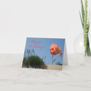 Beach Flamingo Grattis på födelsedagen-kort Kort