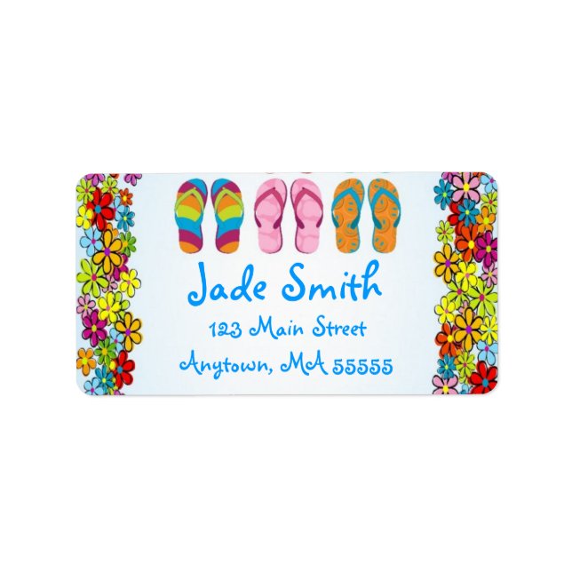 Beach Flinflip flops Adressetiketter (Framsidan)