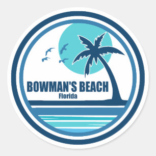 Beach Florida Handflatan Träd Birds Runt Klistermärke