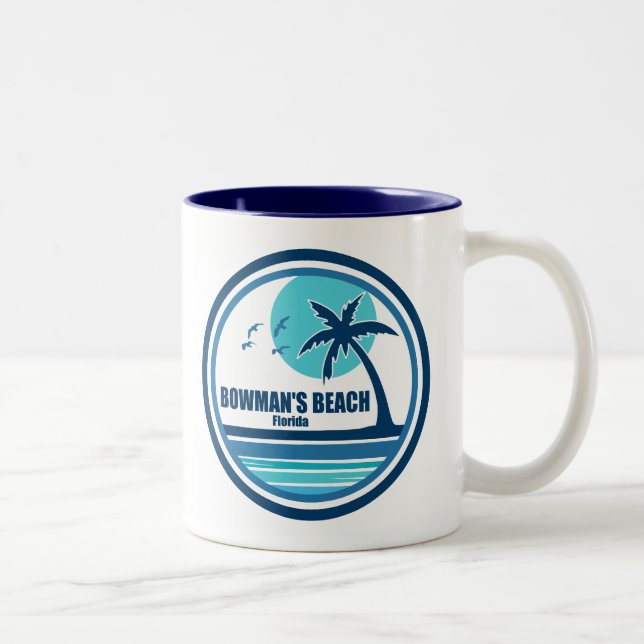 Beach Florida Handflatan Träd Birds Två-Tonad Mugg (Höger)
