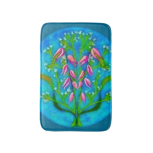 Beach Flowers Acrylic Painting Badrumsmatta (Framsidan (Vertikal))