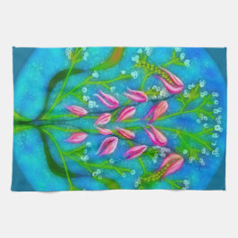 Beach Flowers Acrylic Painting Kökshandduk