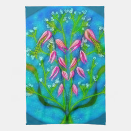 Beach Flowers Acrylic Painting Kökshandduk
