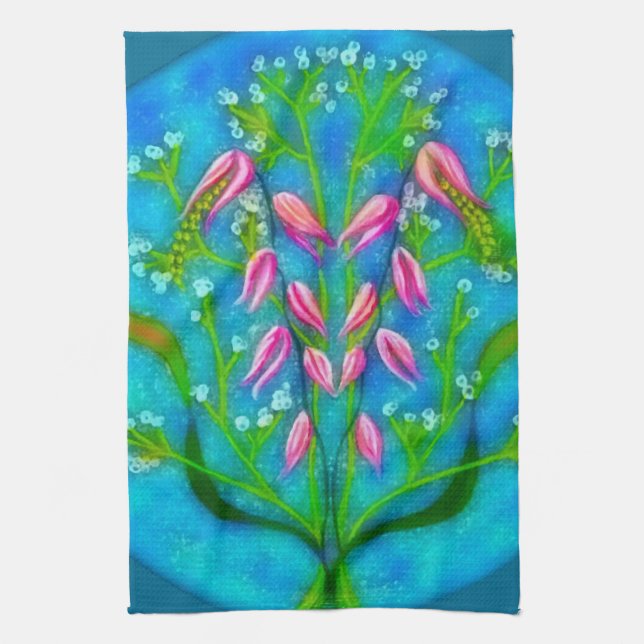 Beach Flowers Acrylic Painting Kökshandduk (Vertikal)
