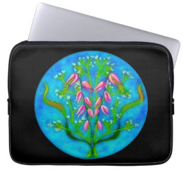 Beach Flowers Acrylic Painting Laptop Fodral