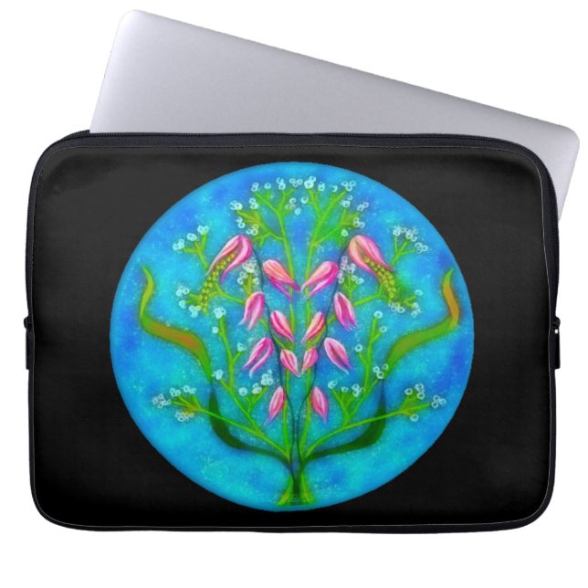 Beach Flowers Acrylic Painting Laptop Fodral (Framsidan)