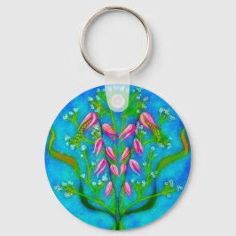 Beach Flowers Acrylic Painting Nyckelring