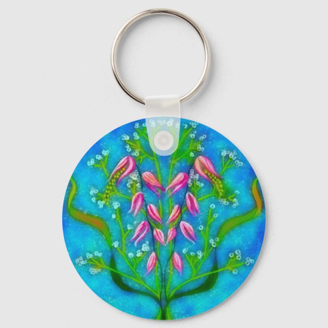 Beach Flowers Acrylic Painting Nyckelring (Framsida)