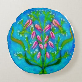Beach Flowers Acrylic Painting Rund Kudde