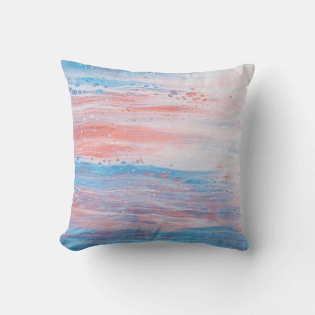 *~* Beach Foam Pastel Abstrakt PeachTurcouise Kudde (Framsida)