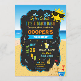 Beach Födelsedagsfest Bash Sand Castle Summer Boy Inbjudningar