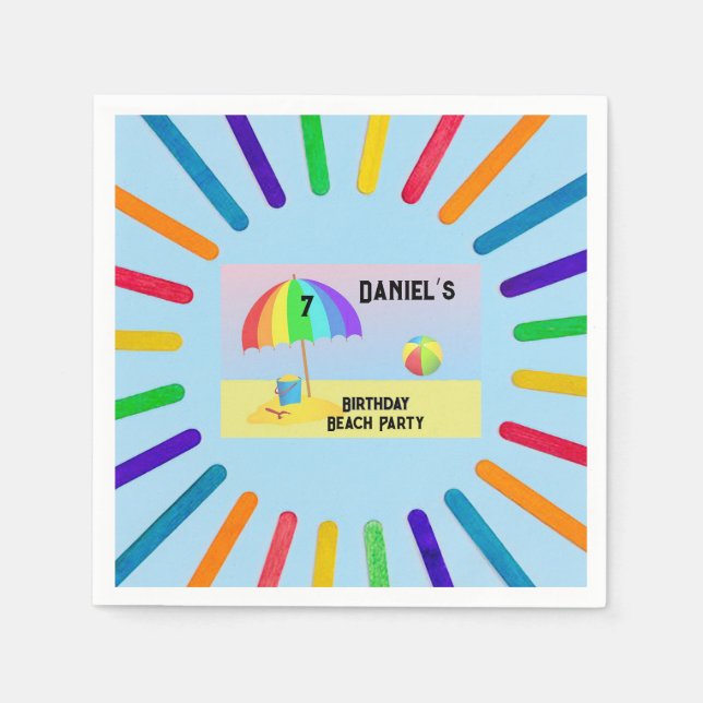 ’Beach Födelsedagsfest’ Cocktail Pappersservett (Framsidan)