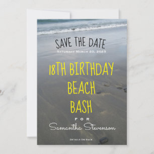 Beach-Födelsedagsfest varje år - Bash-inbjudan Spara Datumet