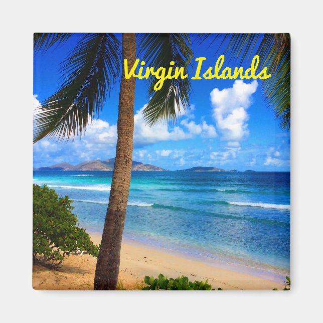 Beach för Brittiska Jungfruöarna i Tropiska Västin Magnet (Framsidan)