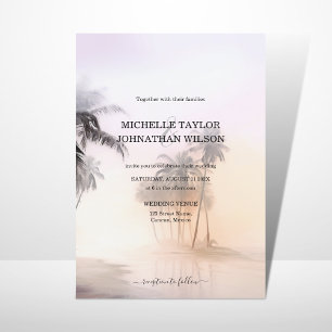 Beach för elegant Modern Destinationsbröllop Handf Inbjudningar
