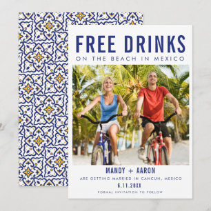 Beach för fria drycker i Mexiko Destination Weddin Spara Datumet