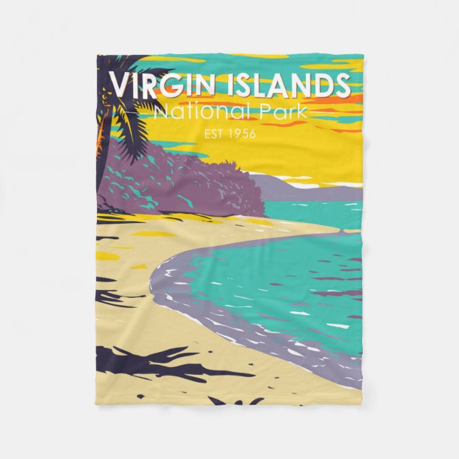 Beach för Jungfruöarna Nationalparken Trunk Bay Fleecefilt (Framsidan)