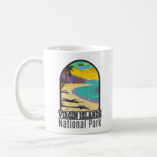 Beach för Jungfruöarna Nationalparken Trunk Bay Kaffemugg (Vänster)