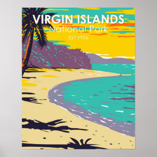 Beach för Jungfruöarna Nationalparken Trunk Bay Poster