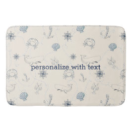 Beach för Snäckor av Cream Navy Blue Nautical Anch Badrumsmatta