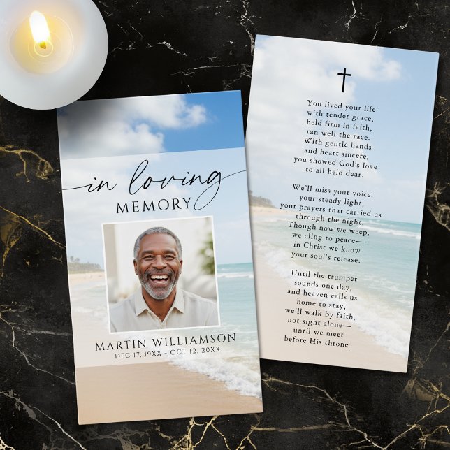 Beach Forever Hearts Photo Poem Cross Prayer Card Visitkort (Skapare uppladdad)